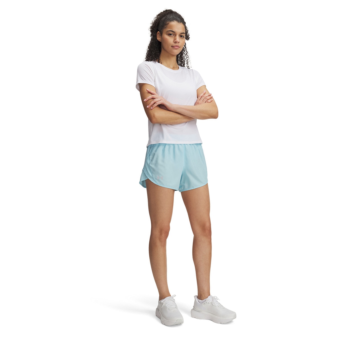 Calções de Mulher UA Fly By 3'' Shorts Azul-3