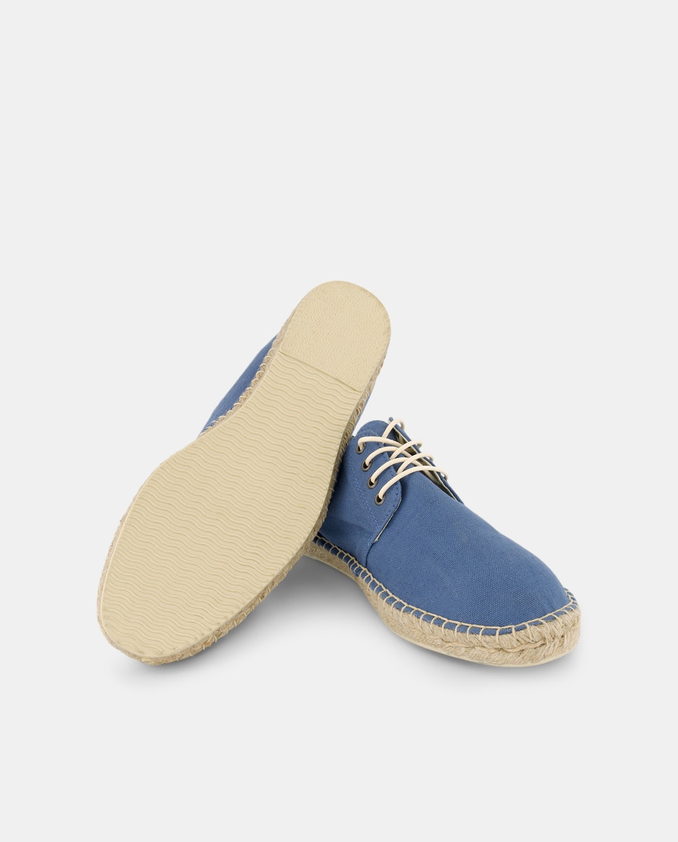 Alpargata cordones Lona con piso de yute Azul-2