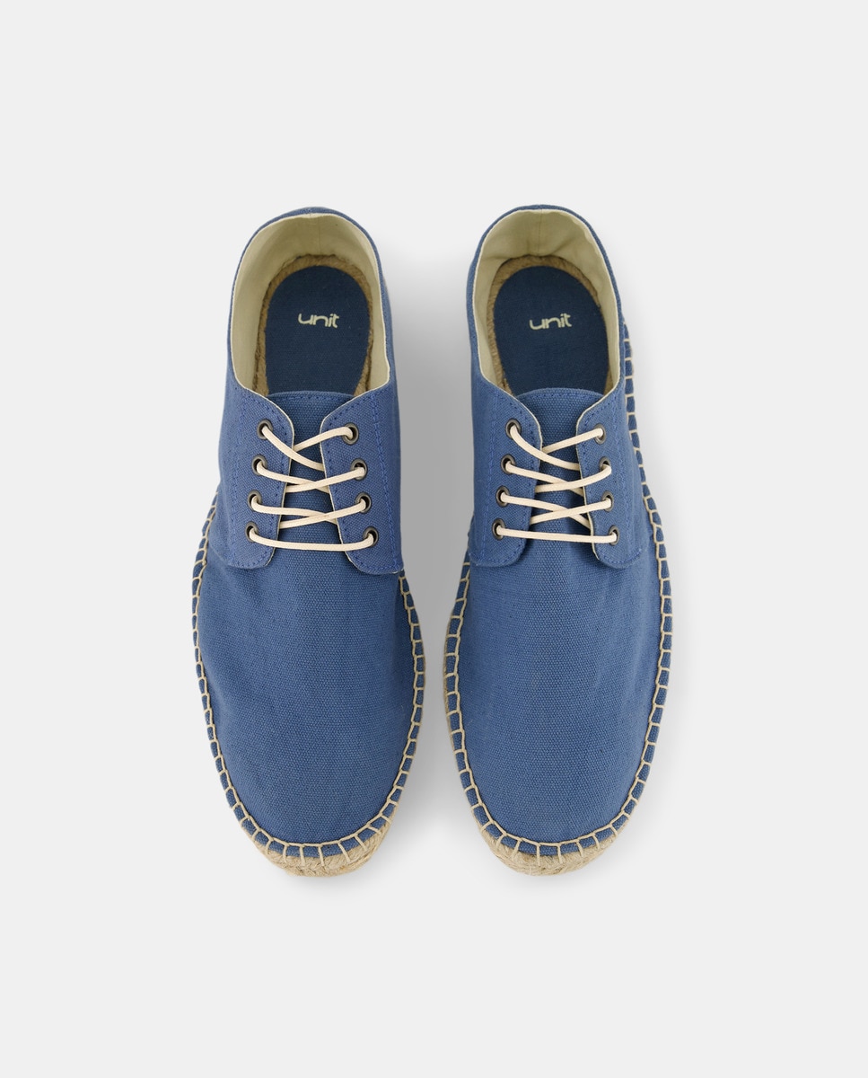 Alpargata cordones Lona con piso de yute Azul-4