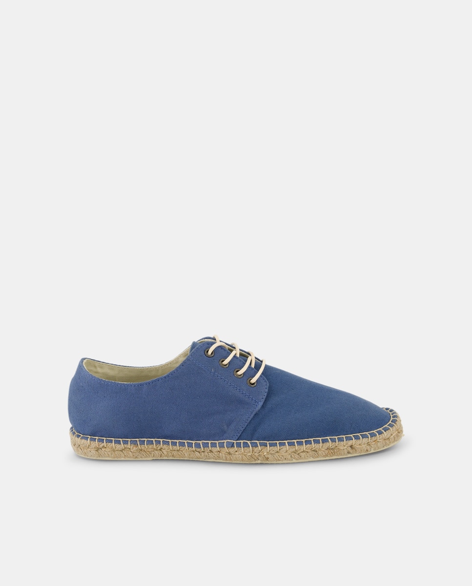 Alpargata cordones Lona con piso de yute Azul-1