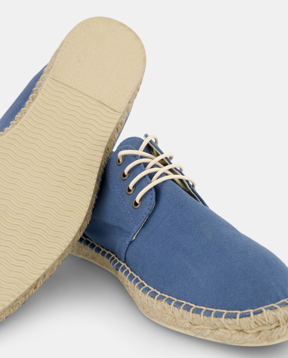 Alpargata cordones Lona con piso de yute Azul-5
