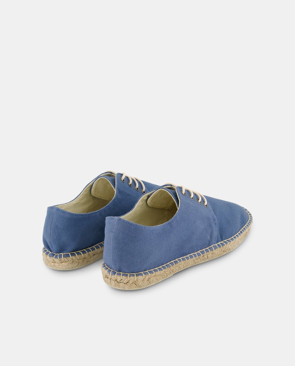 Alpargata cordones Lona con piso de yute Azul-3