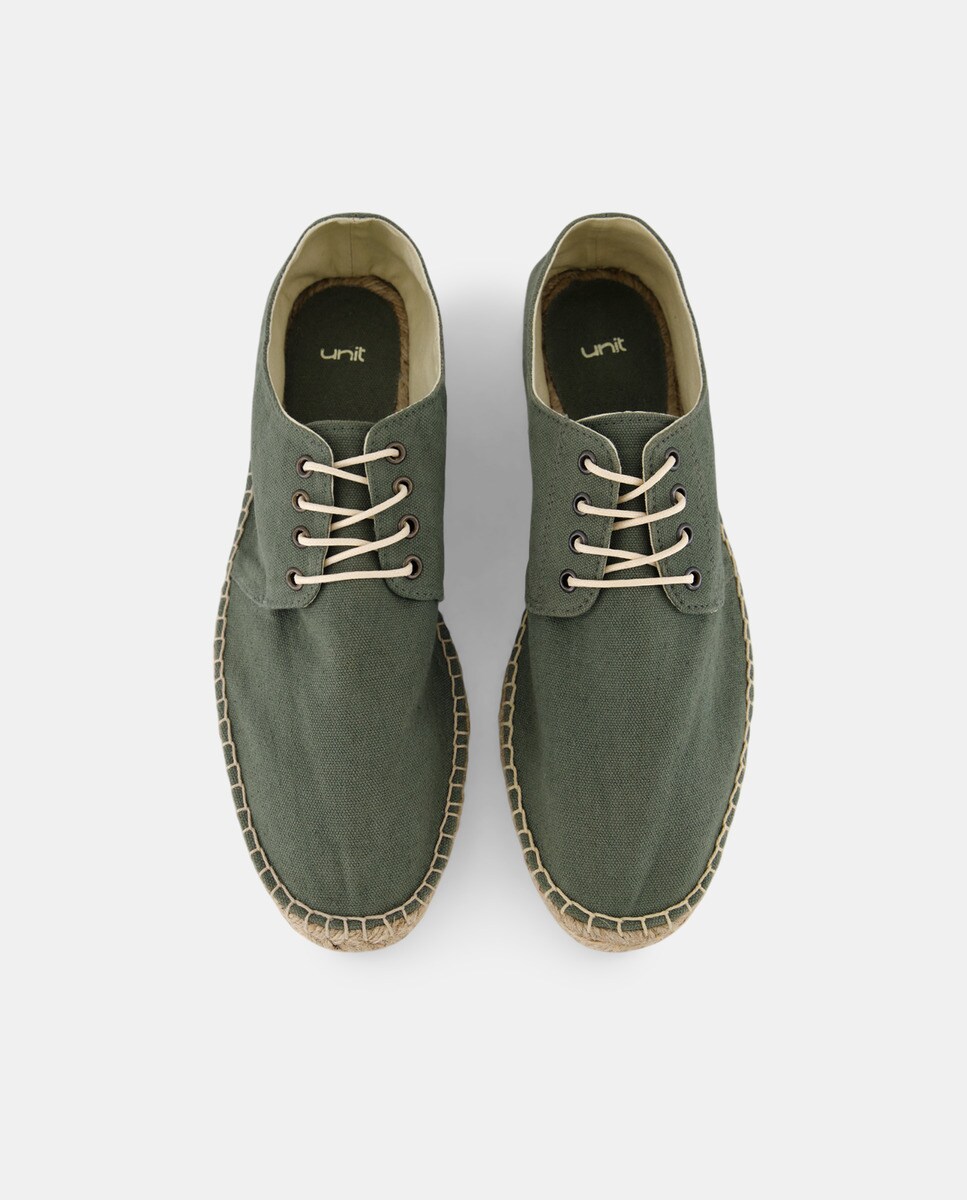 Alpargata cordones Lona con piso de yute Kaki-4