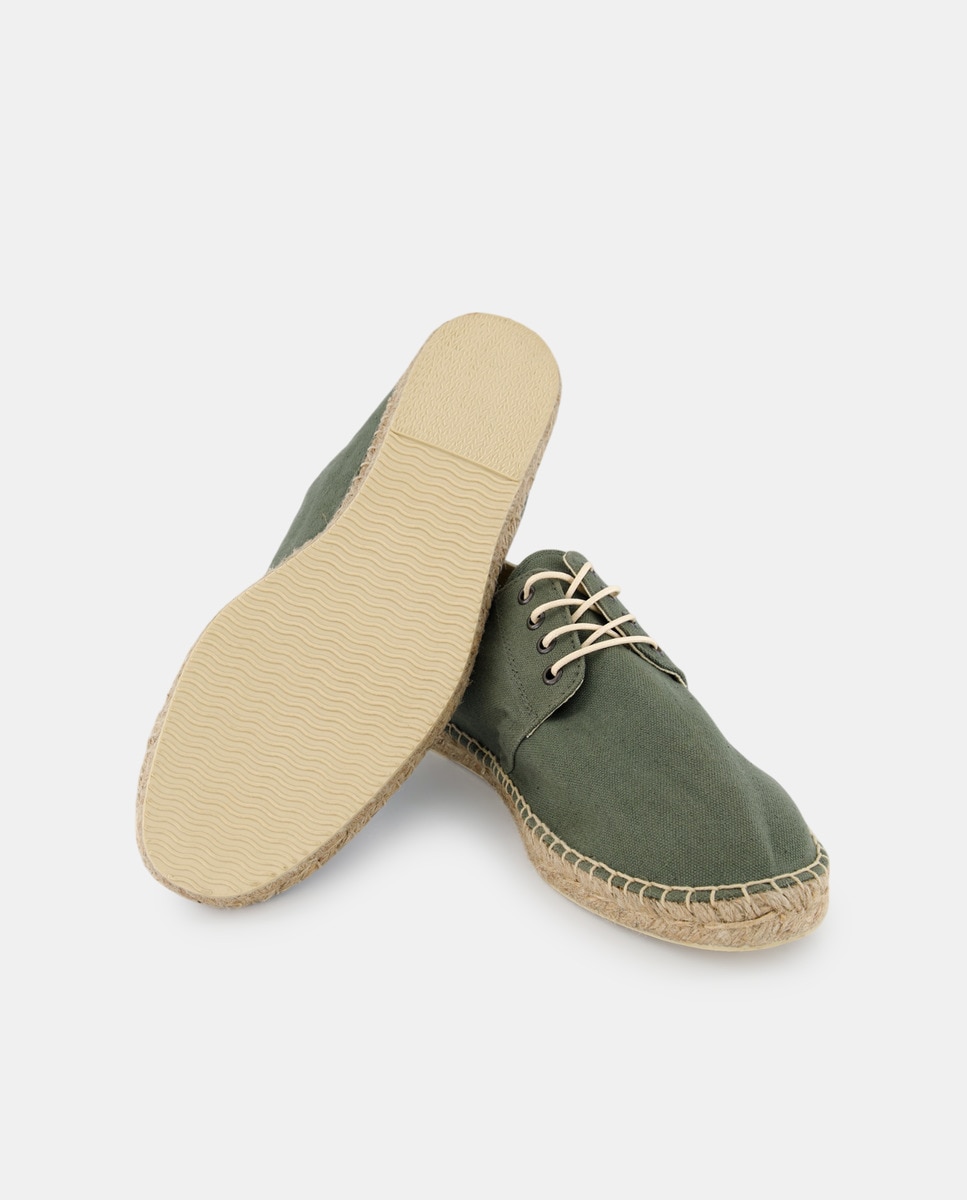 Alpargata cordones Lona con piso de yute Kaki-2