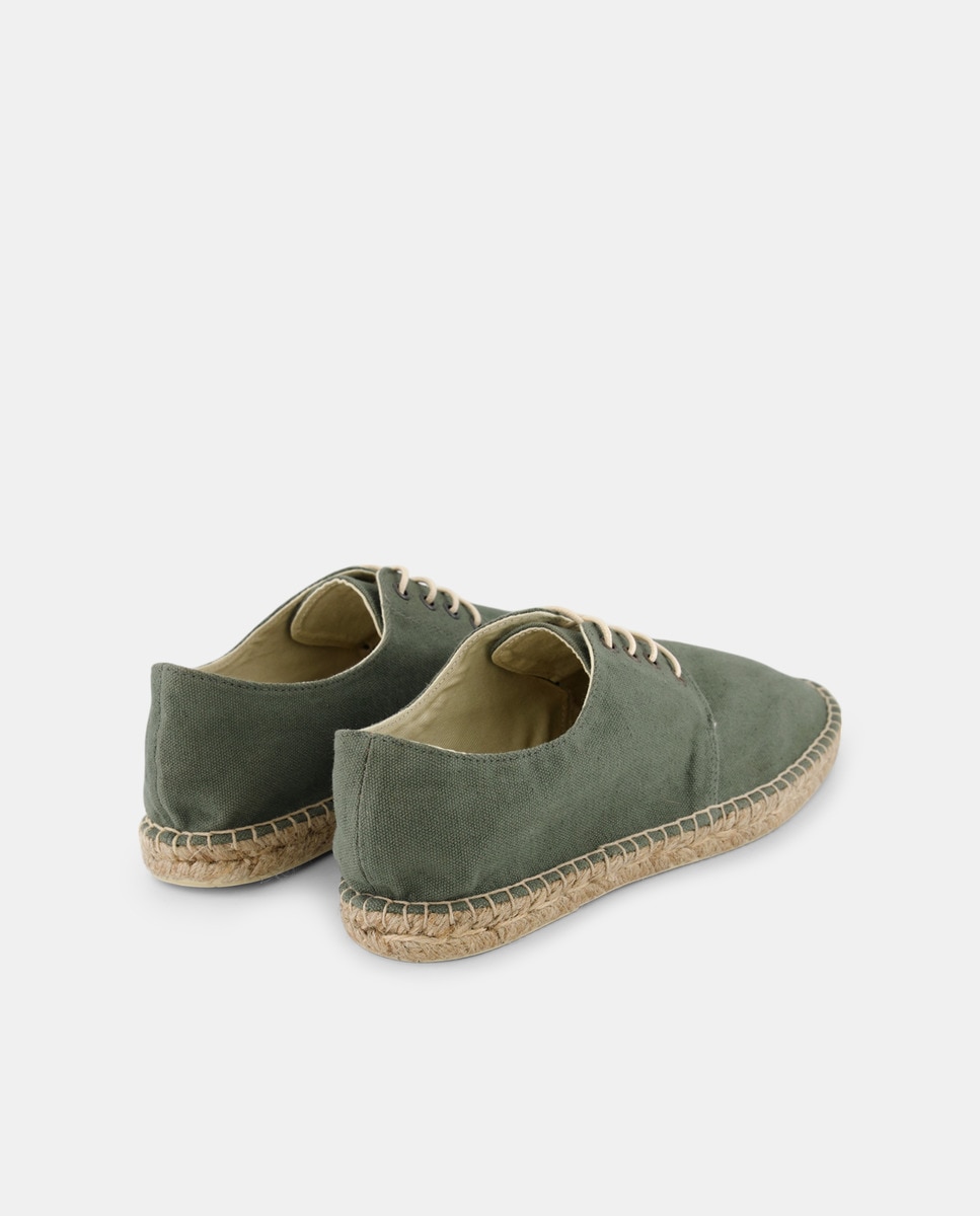 Alpargata cordones Lona con piso de yute Kaki-3