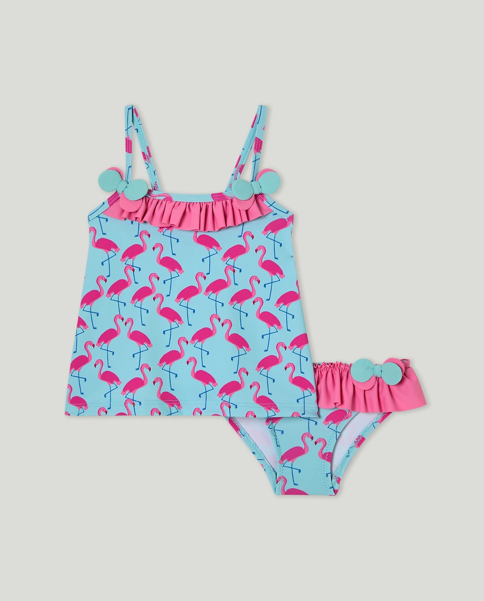 Conjunto de Bebé com Flamingos Verde-1