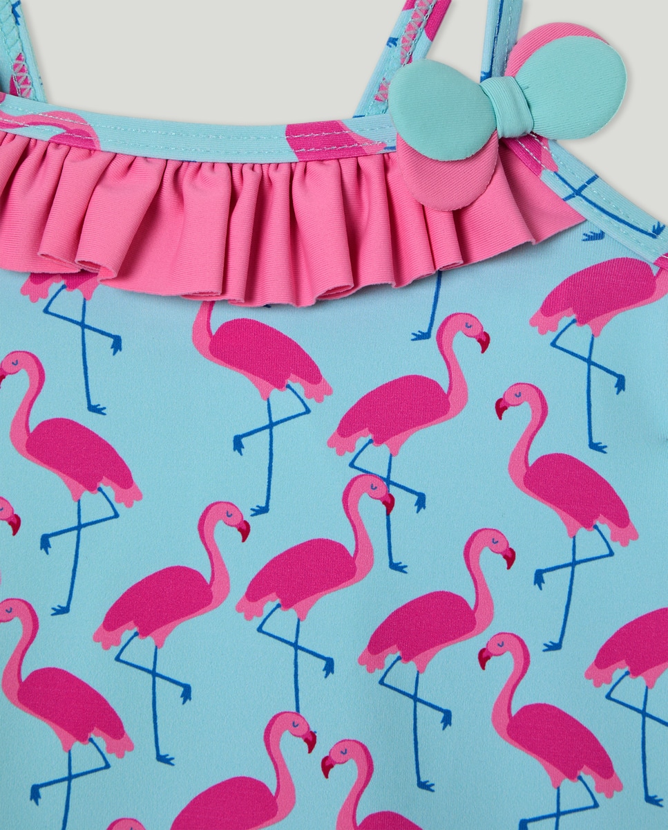 Conjunto de Bebé com Flamingos Verde-3