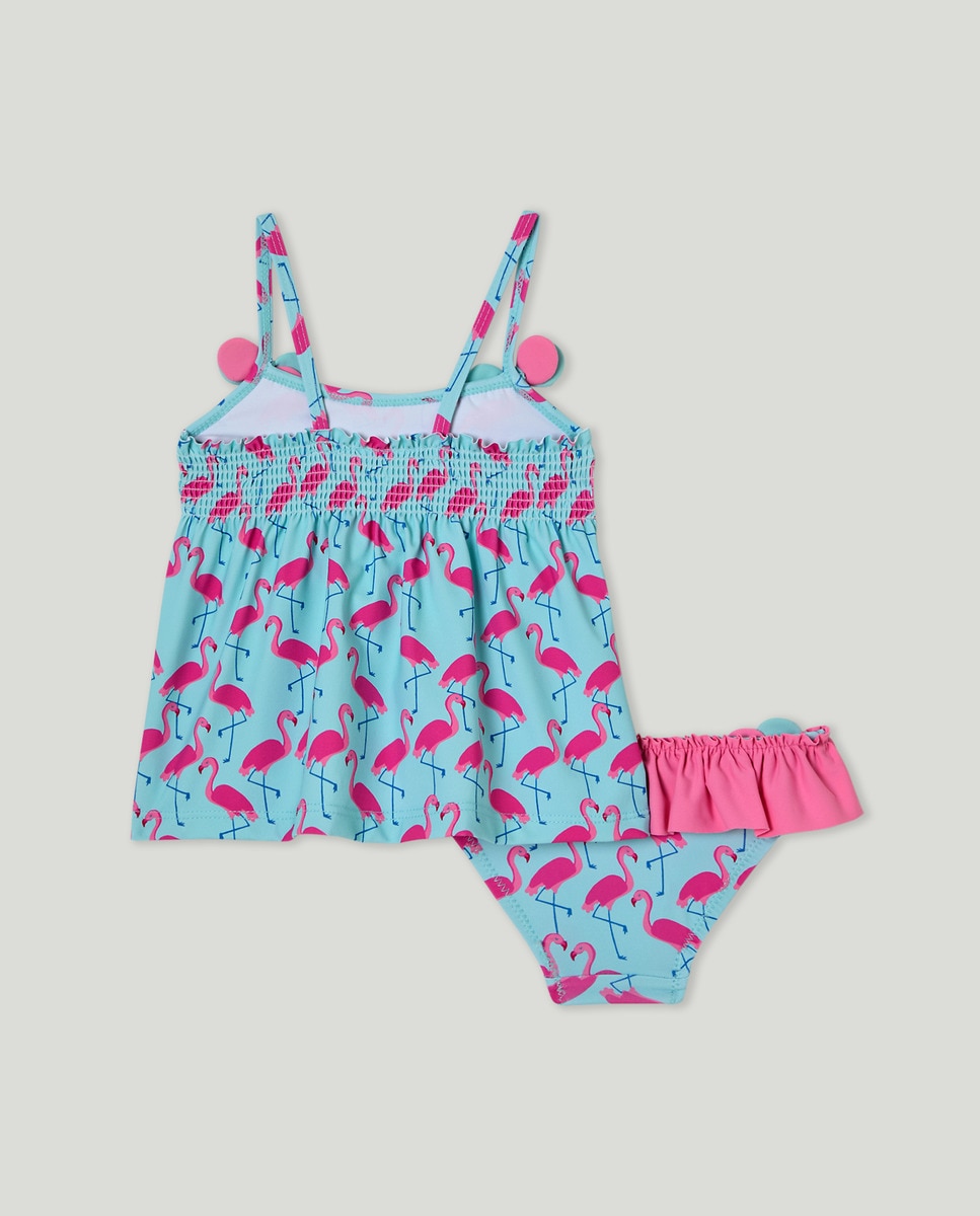 Conjunto de Bebé com Flamingos Verde-2