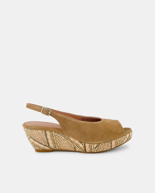 Imagem 0 de Sapatos Peep Toe de Salto com Cunha