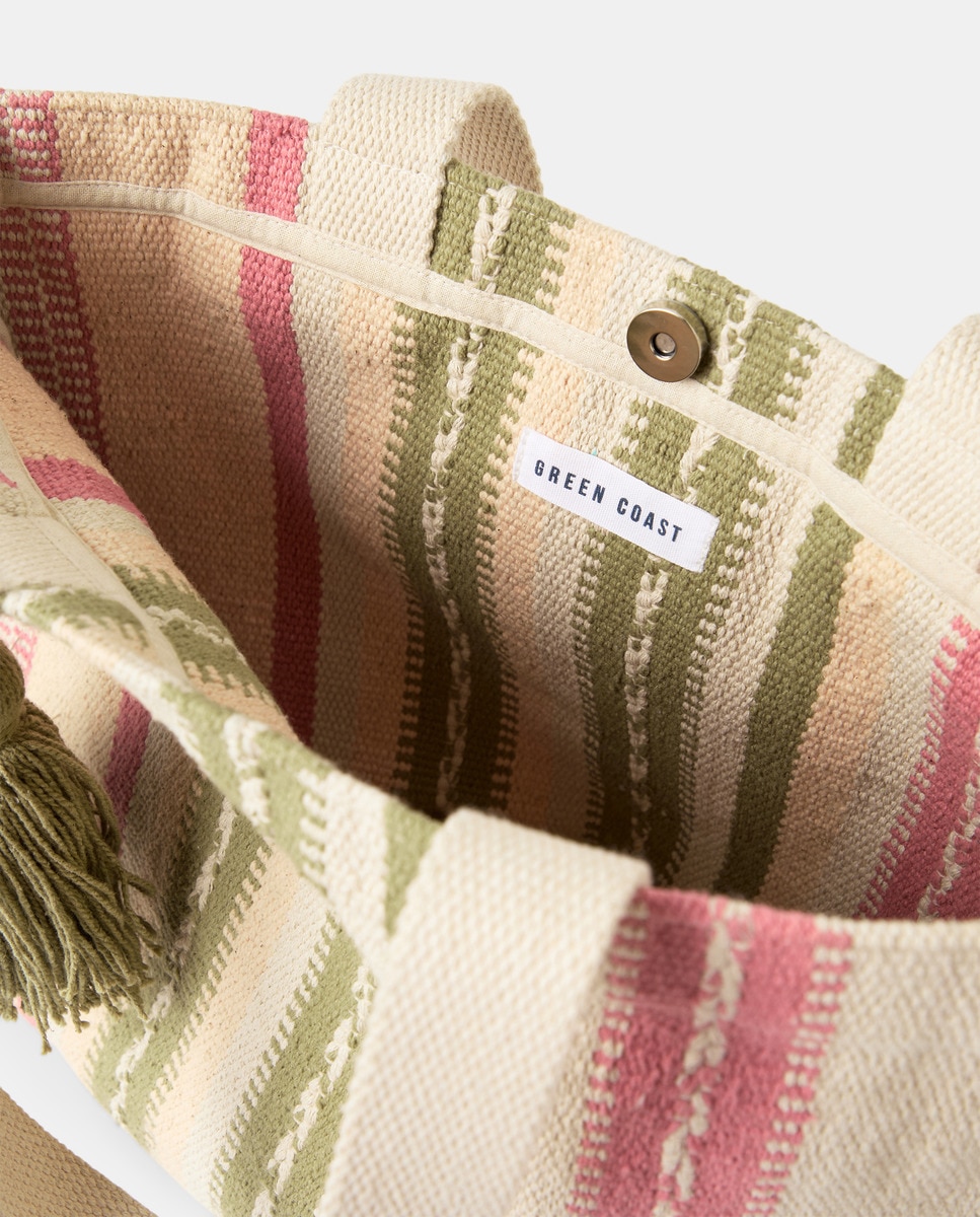 Mala Shopper com Jacquard Verde-3