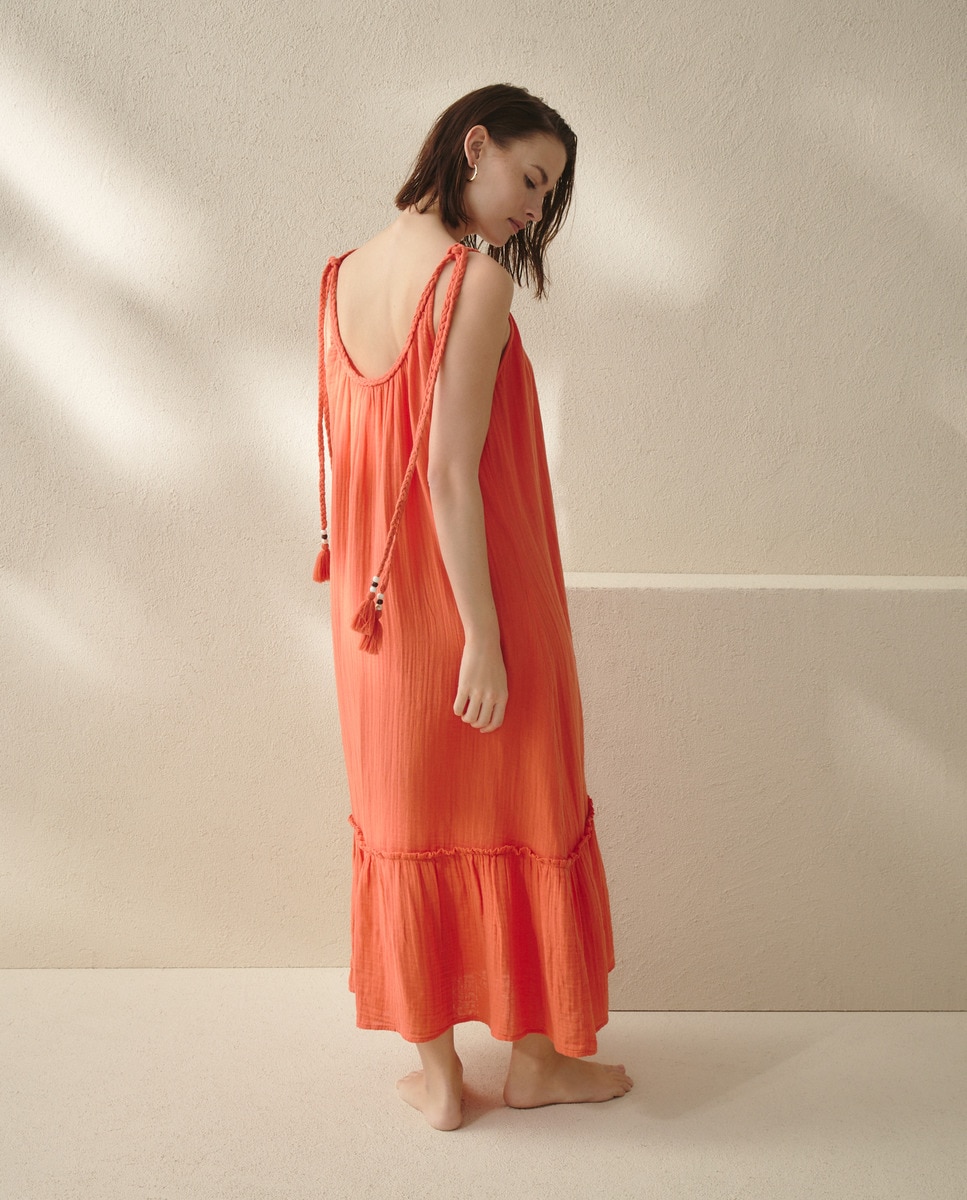 Vestido comprido com alças 660 Laranja-2