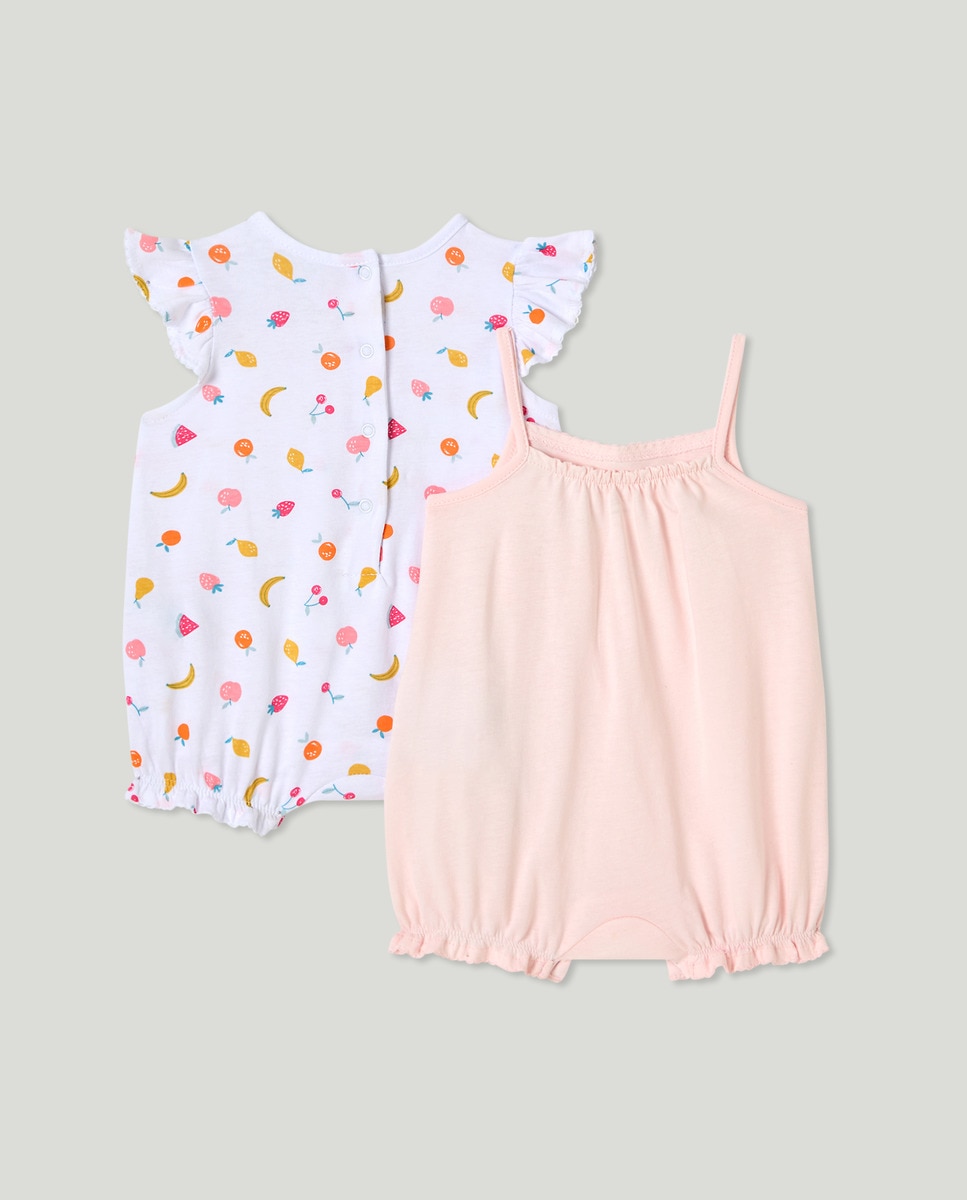Pack de 2 Pijamas de Bebé com Estampado Rosa-2