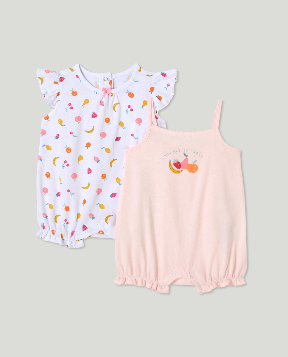 Pack de 2 Pijamas de Bebé com Estampado Rosa-1