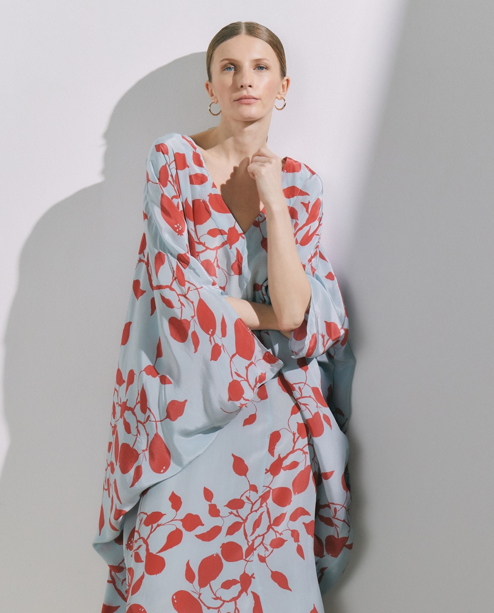 Kaftan com Estampado Bicolor Celeste-2