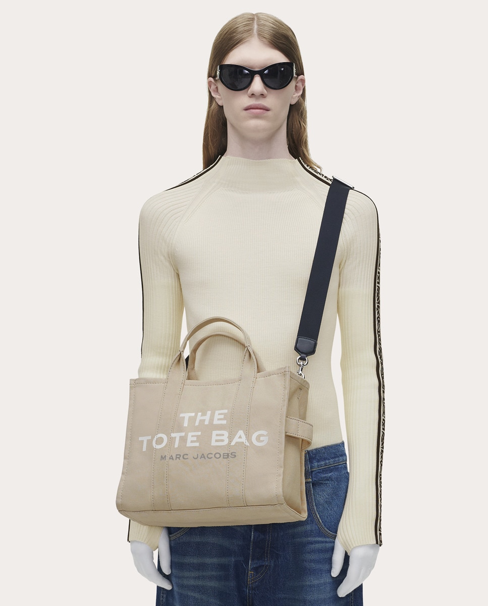 Bolso Medium Tote de algodón Beige-5