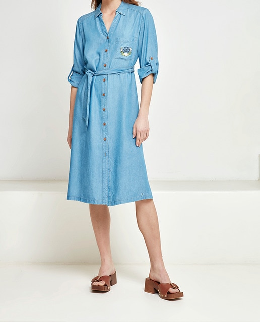 Imagen 0 de Vestido tejano con bordado floral