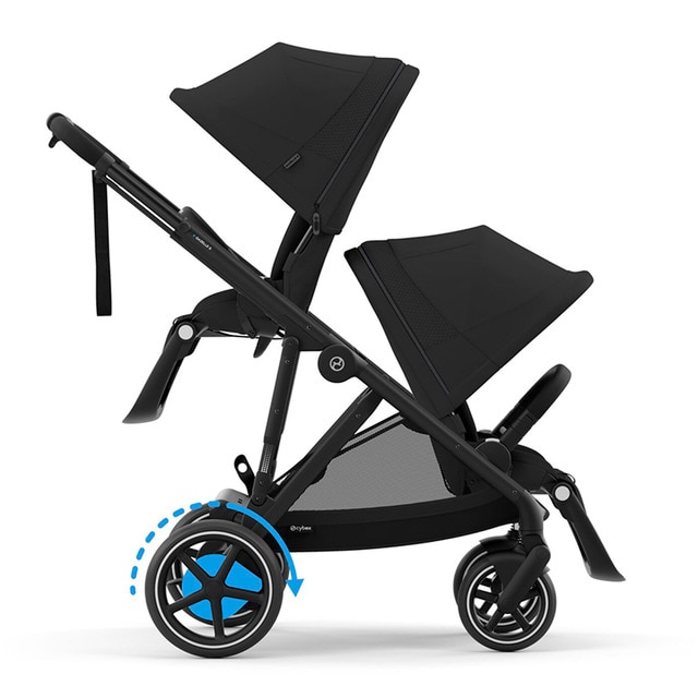 Imagen 0 de Carro de bebé gemelar e-Gazelle S con segunda unidad de asiento en Moon Black.