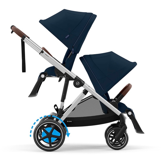 Imagen 0 de Carro de bebé gemelar e-Gazelle S con segunda unidad de asiento en Ocean Blue.