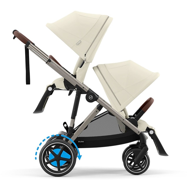 Imagen 0 de Carro de bebé gemelar e-Gazelle S con segunda unidad de asiento en Seashell Beige.