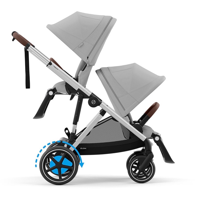Imagen 0 de Carro de bebé gemelar e-Gazelle S con segunda unidad de asiento en Stone Grey.