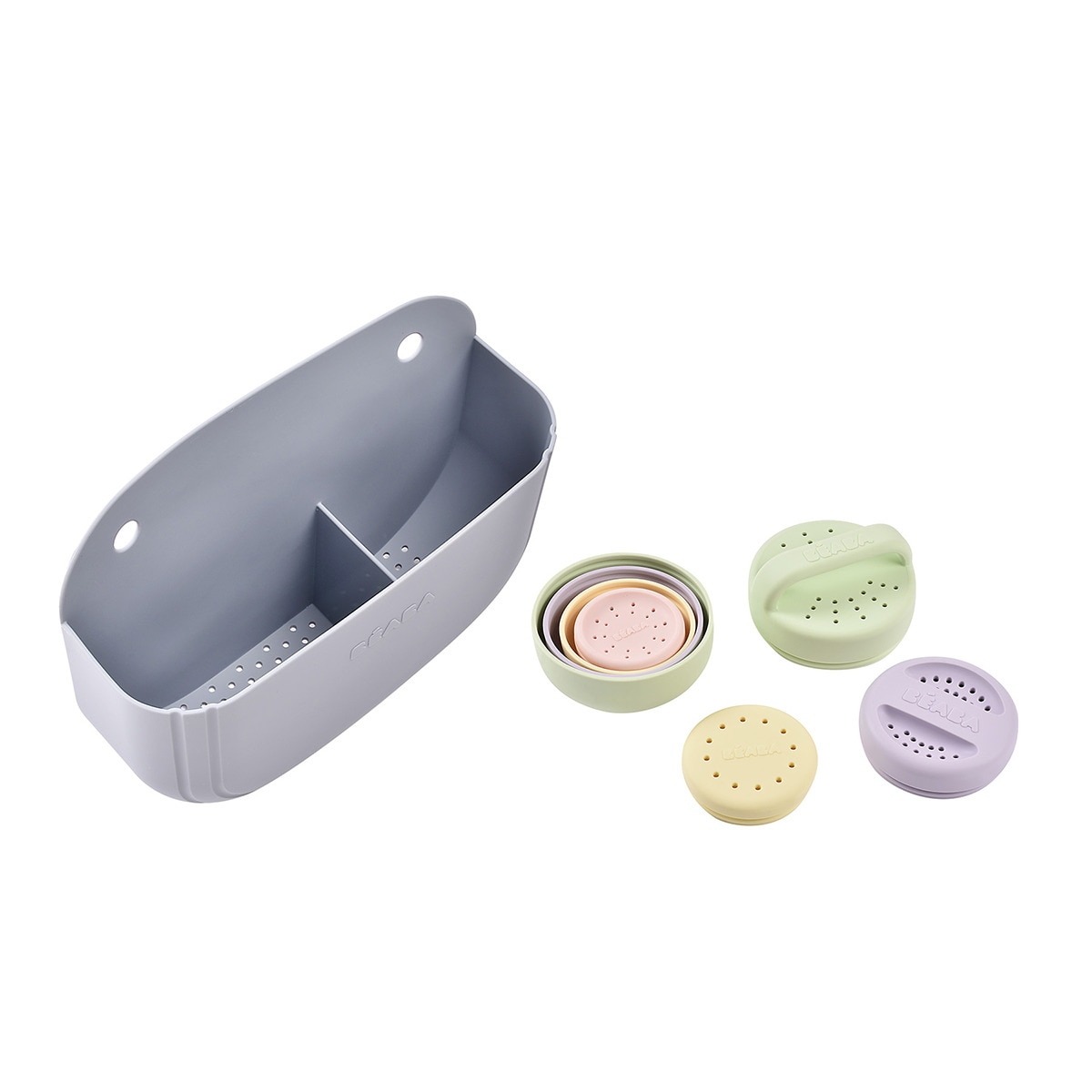 Pack de Banho Cesto Porta-Objetos + Jogos de Banho em Silicone Multicolor-2