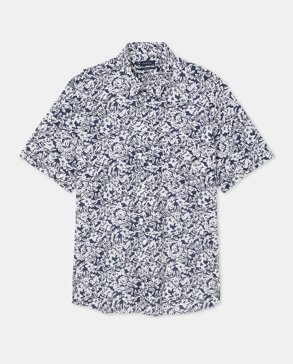 Camisa Tamanhos Grandes Estampada com Manga Curta Azul-claro-4
