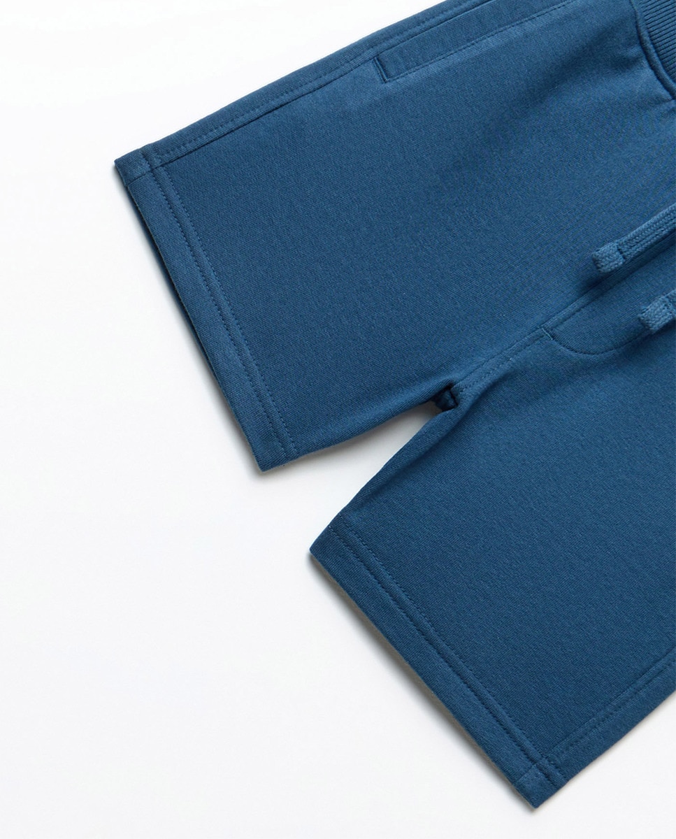 Bermudas Básicas Terry Azul-escuro-3
