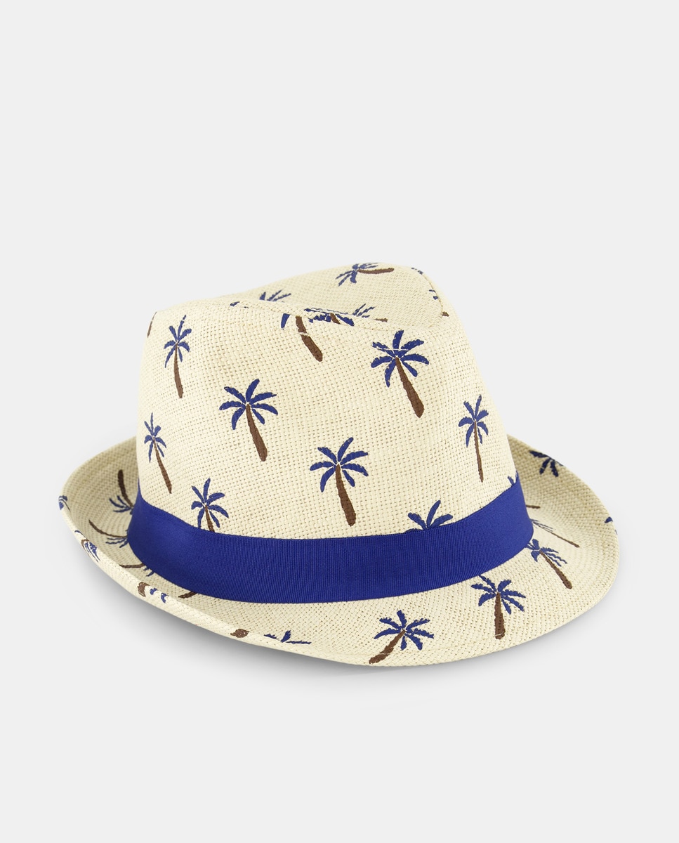 Chapéu Borsalino com Estampado de Palmeiras Branco-1