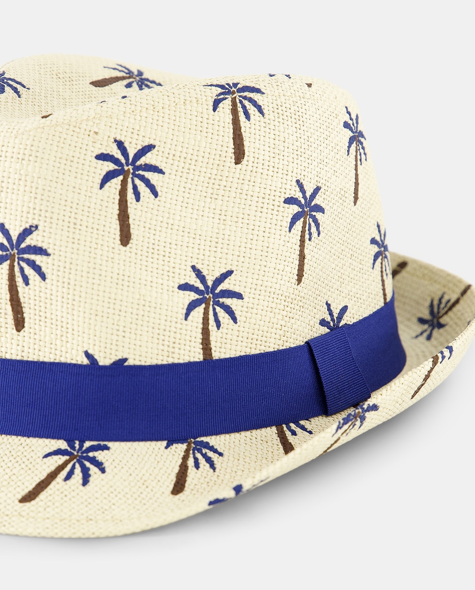 Chapéu Borsalino com Estampado de Palmeiras Branco-2