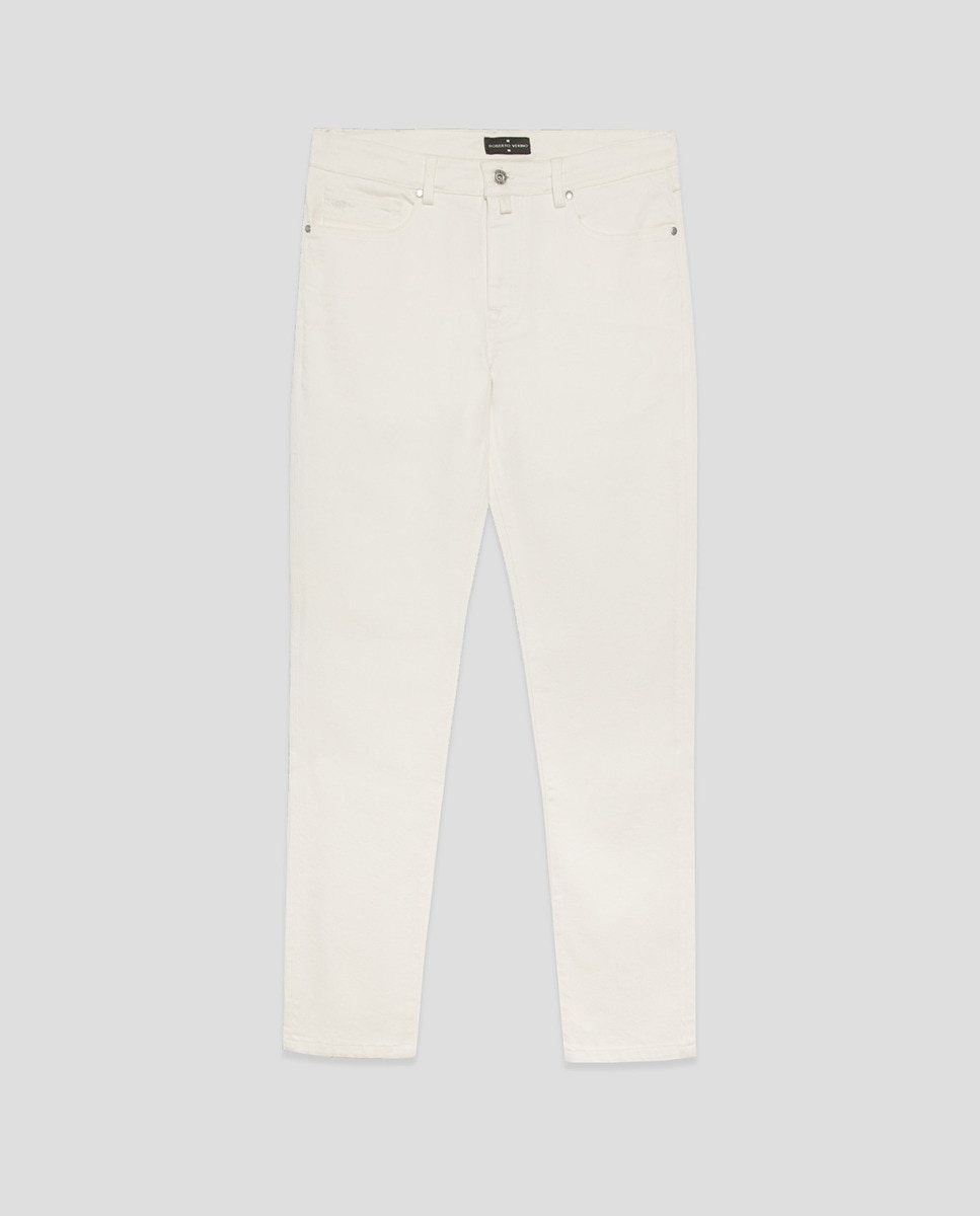Calças com Cinco Bolsos Regular Fit Cru-6