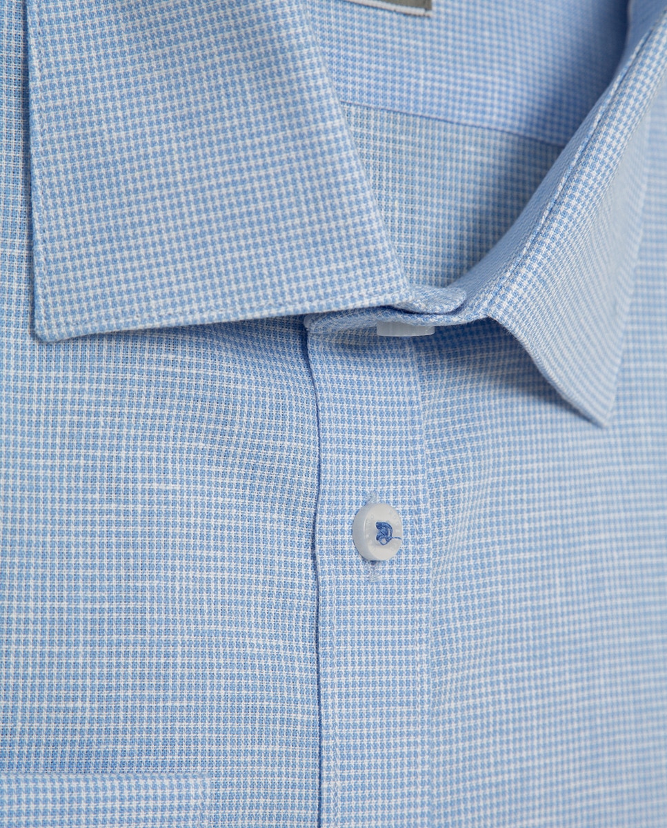 Camisa Casual Slim Fit com Pied-de-Poule Azul-claro-5