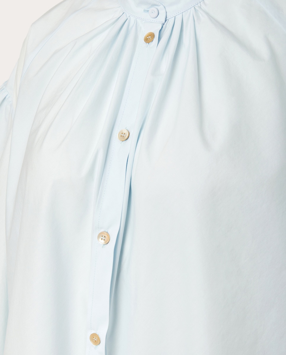 Camisa de algodão Azul-claro-3