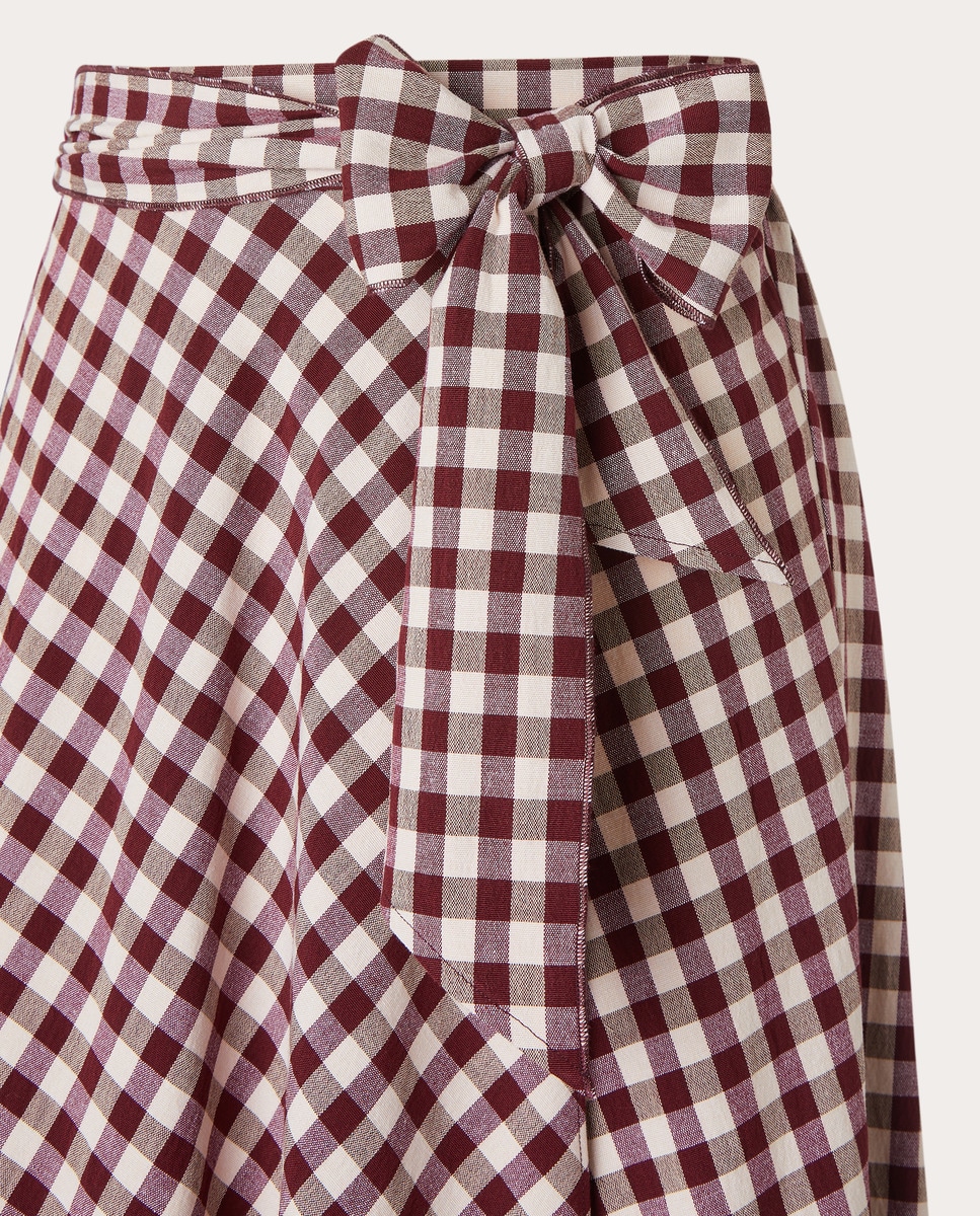 Saia midi de algodão Vermelho-4