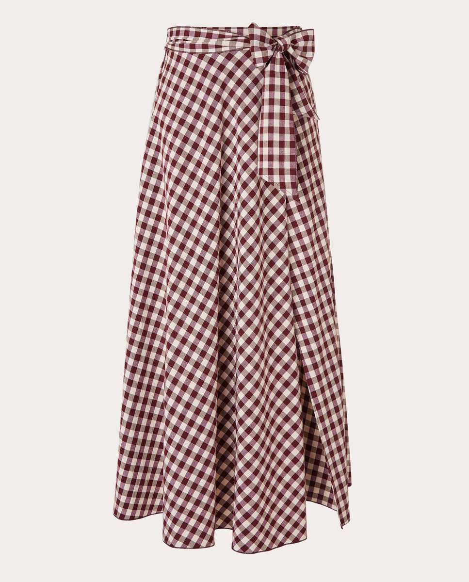 Saia midi de algodão Vermelho-1