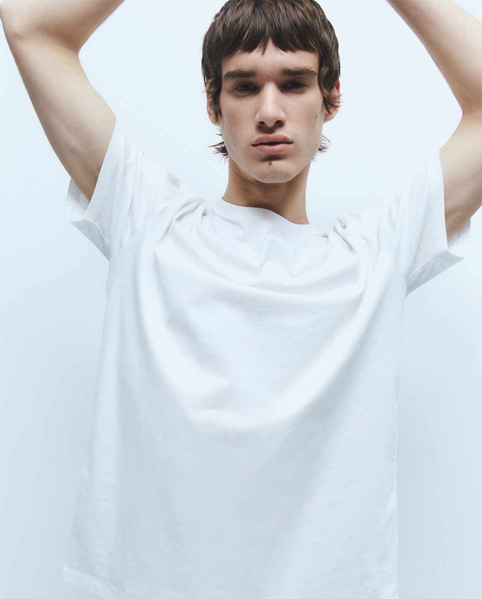 T-shirt de homem branca de manga curta Branco-3