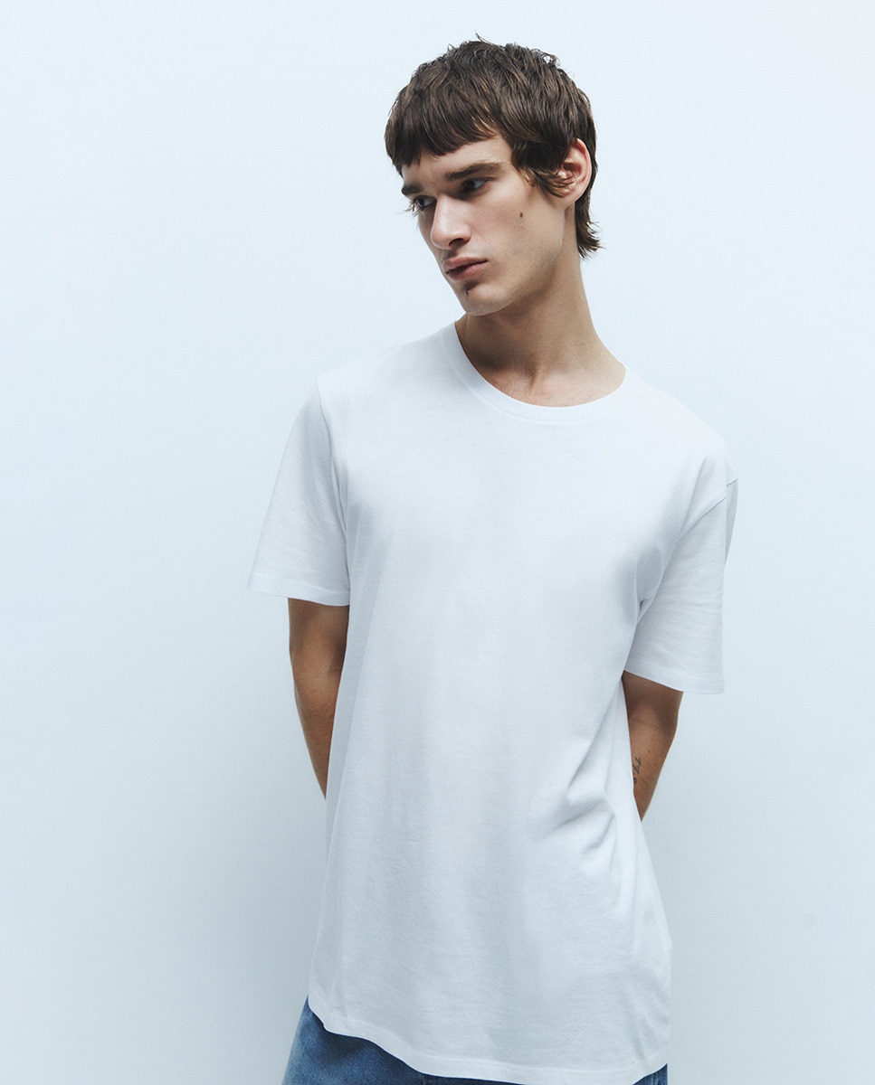 T-shirt de homem branca de manga curta Branco-1