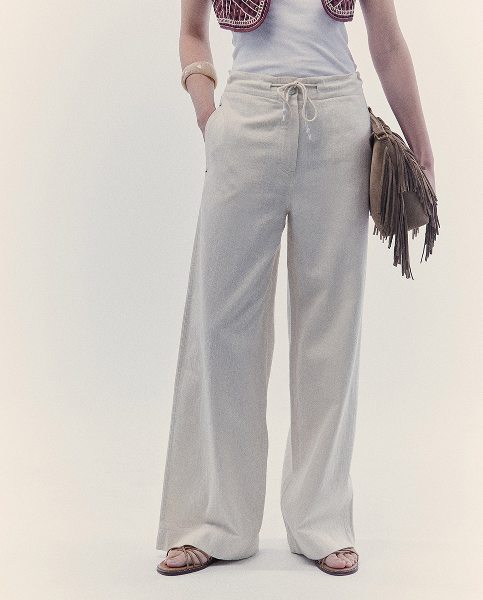 Pantalon Ancho Sfera Casual Pantalones Pantalón Lino Sarga · Sfera