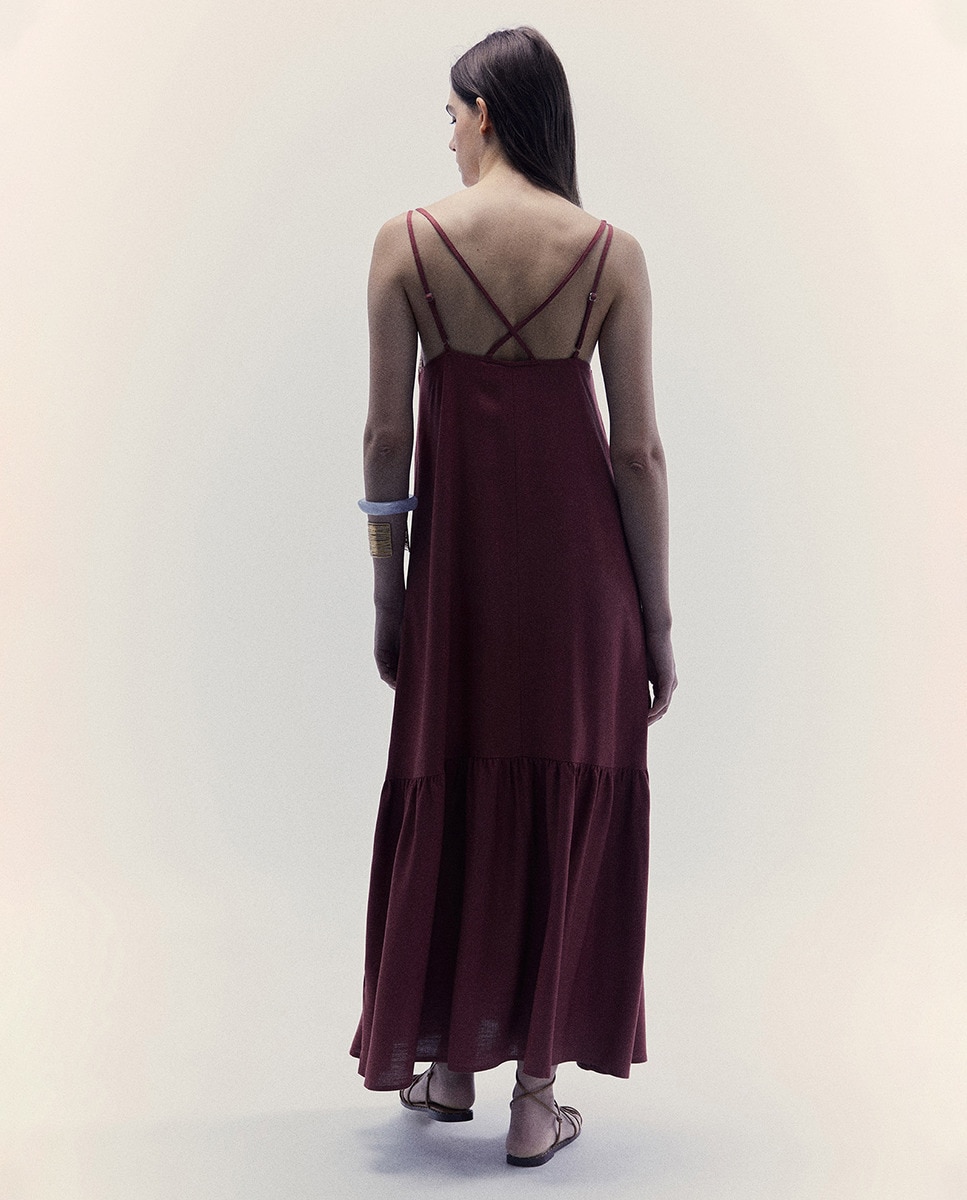 Vestido com Peitilho Acolchoado Bordeaux-6