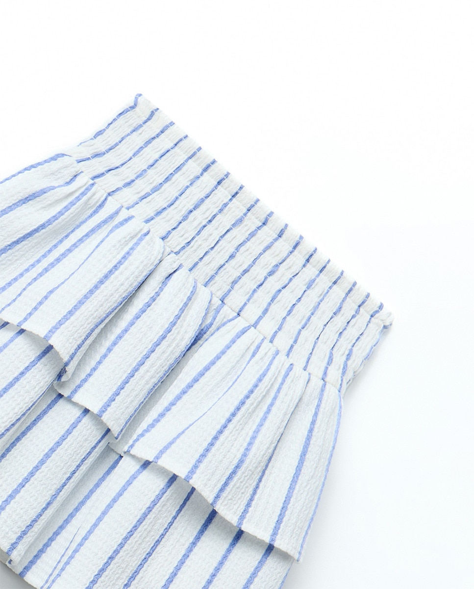 Saia-calça com folhos Branco-5