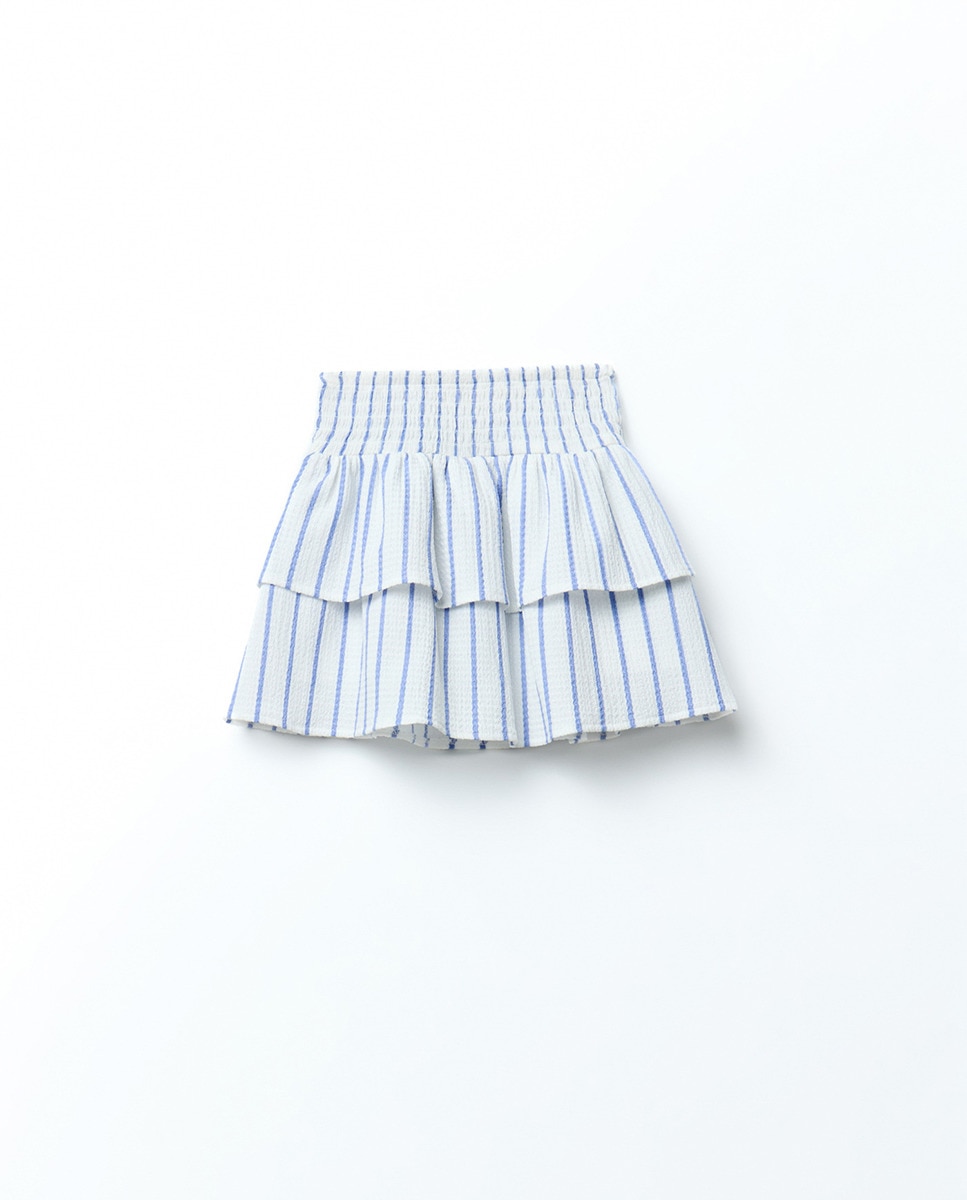 Saia-calça com folhos Branco-4