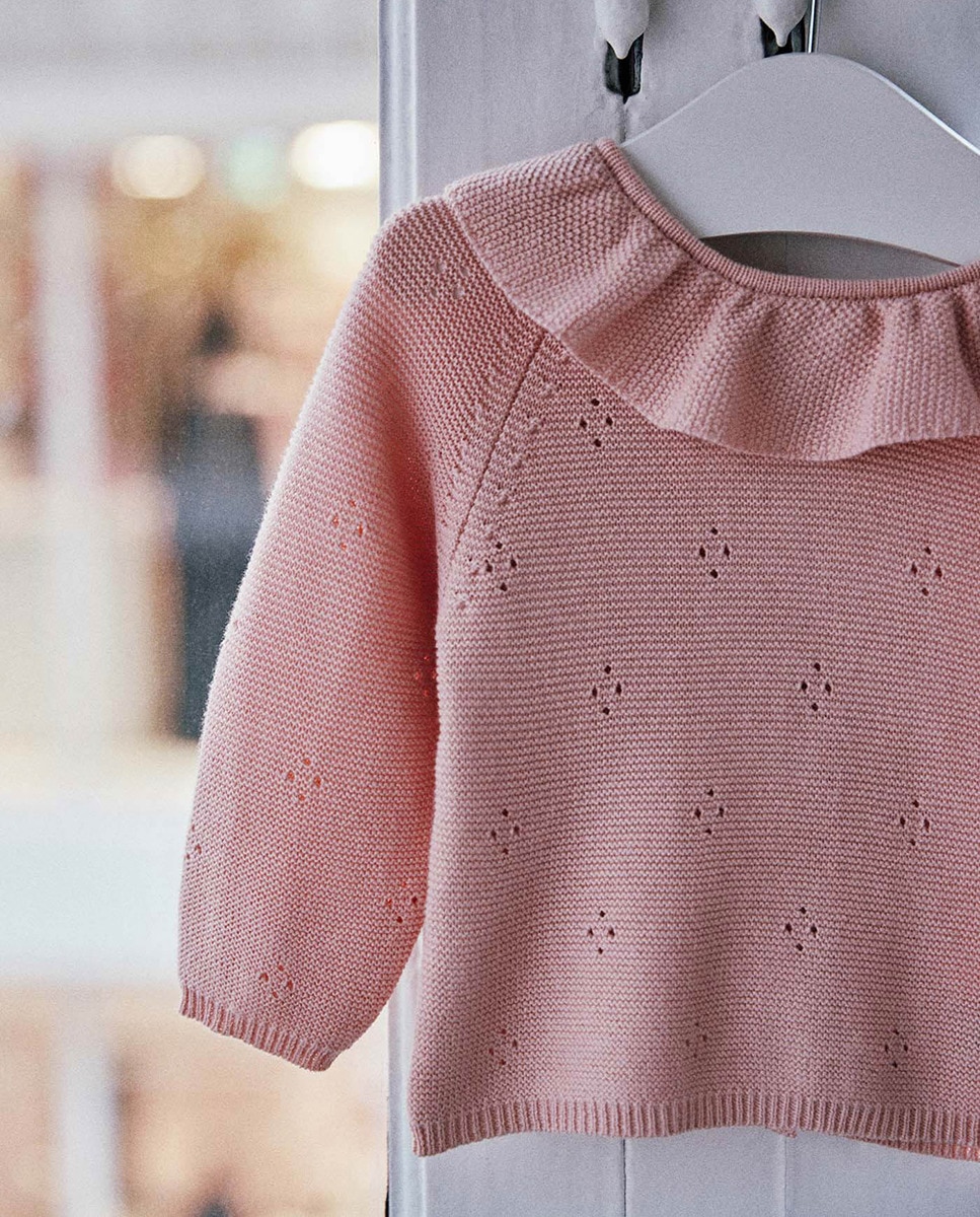 Camisola de Malha de Conjunto de Tricot Rosa-claro-1
