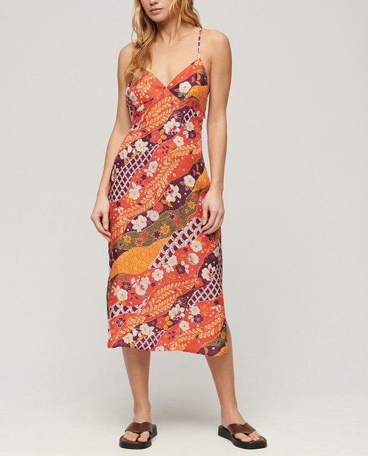 Imagen 0 de Vestido estampado lencero midi de tirantes