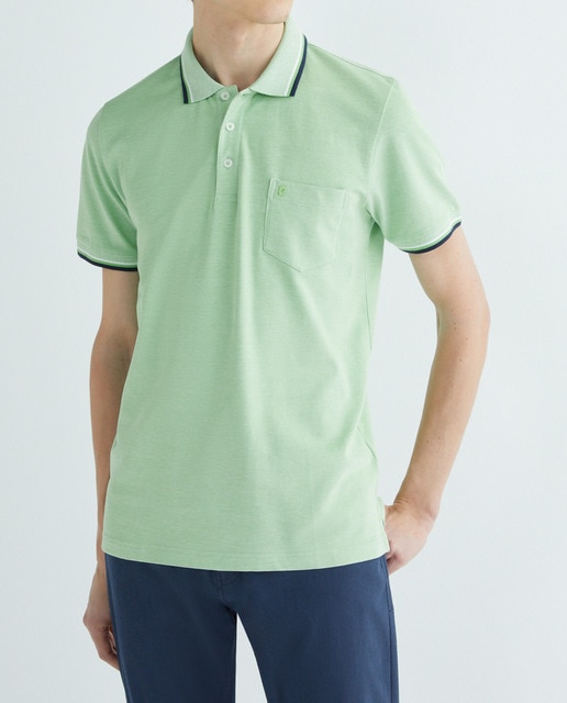 Imagen 0 de Polo pique bicolor con bolsillo de hombre