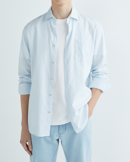 Imagen 0 de Camisa m/l con bolsillo cuello kent rayas de hombre