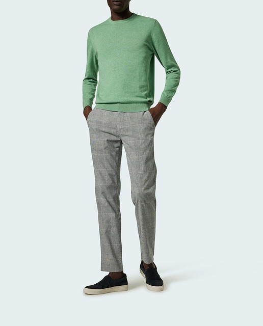 Imagen 0 de Pantalón chino lino cuadro de gales de hombre