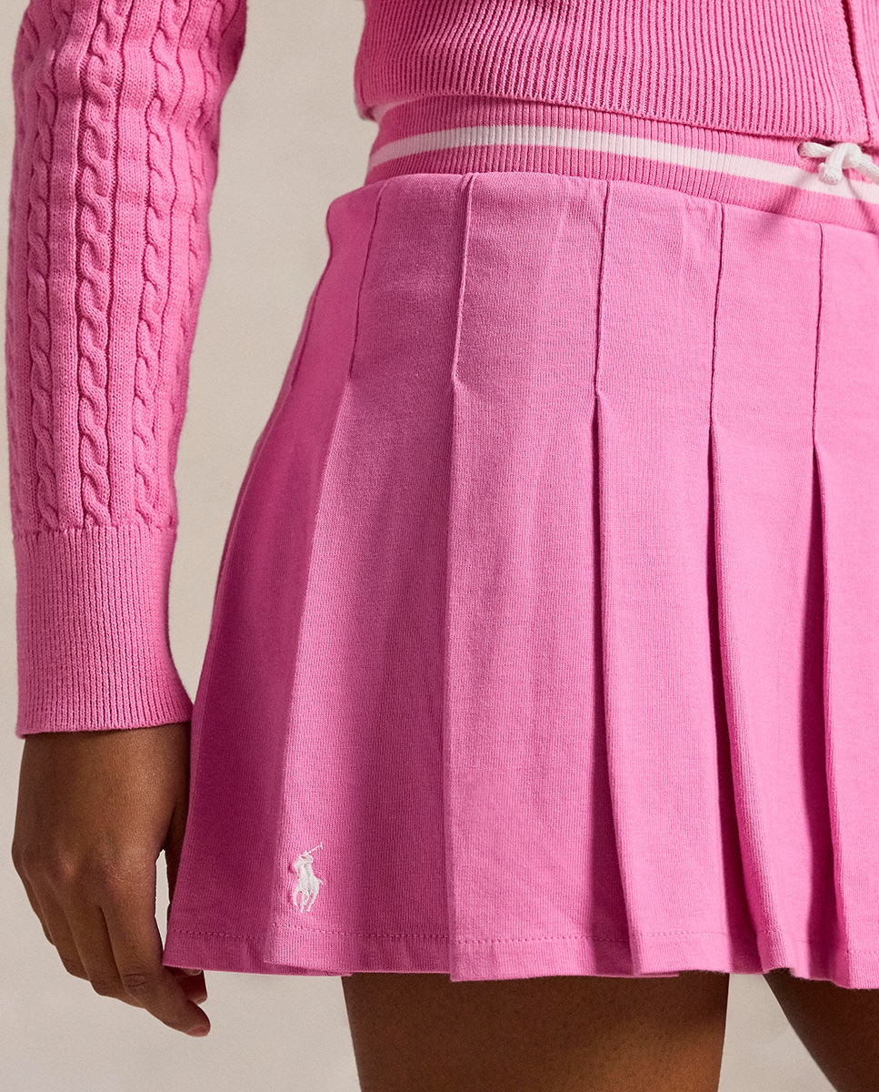 Saia-Calça com Pregas e Cintura Elástica Rosa-3