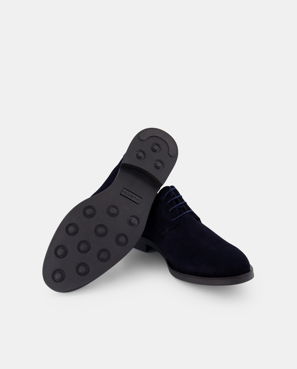 Sapatos de Atacadores com Pala Lisa, Sola de Borracha TR e em Nobuck Azul-escuro-2