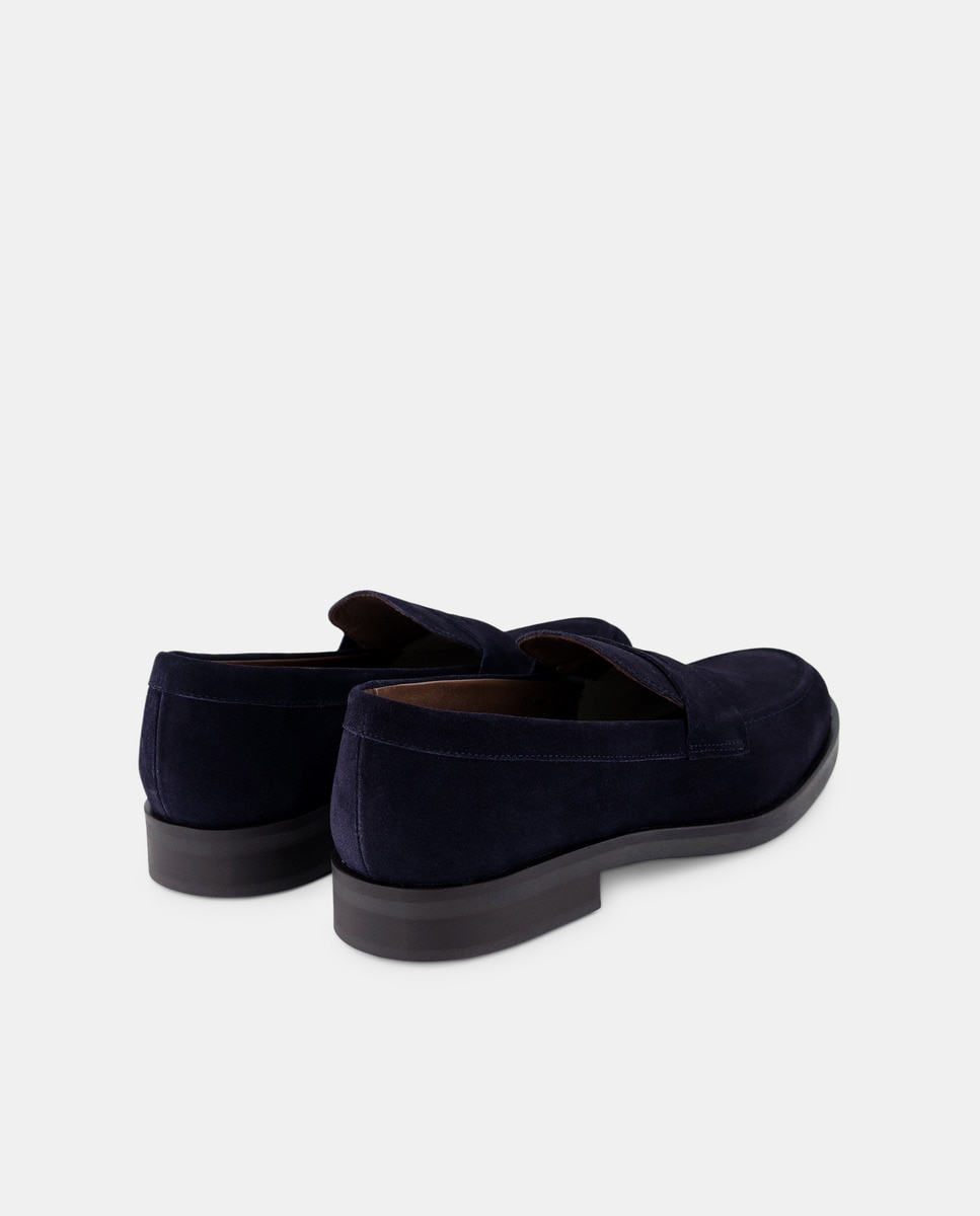 Mocassins em Pele com Travessão Azul-escuro-3
