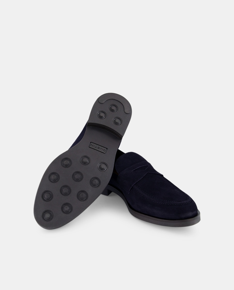 Mocassins em Pele com Travessão Azul-escuro-2