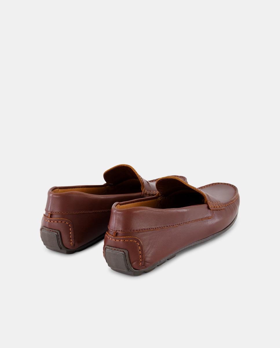 Sapatos Mocassins em Pele Couro-3